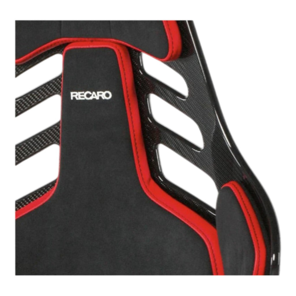RECARO 078.01.2B22 Race Seat Podium CF Right Side (ABE / FIA 8855-1999), Black Alcantara / Red Leather, Size M Photo-2