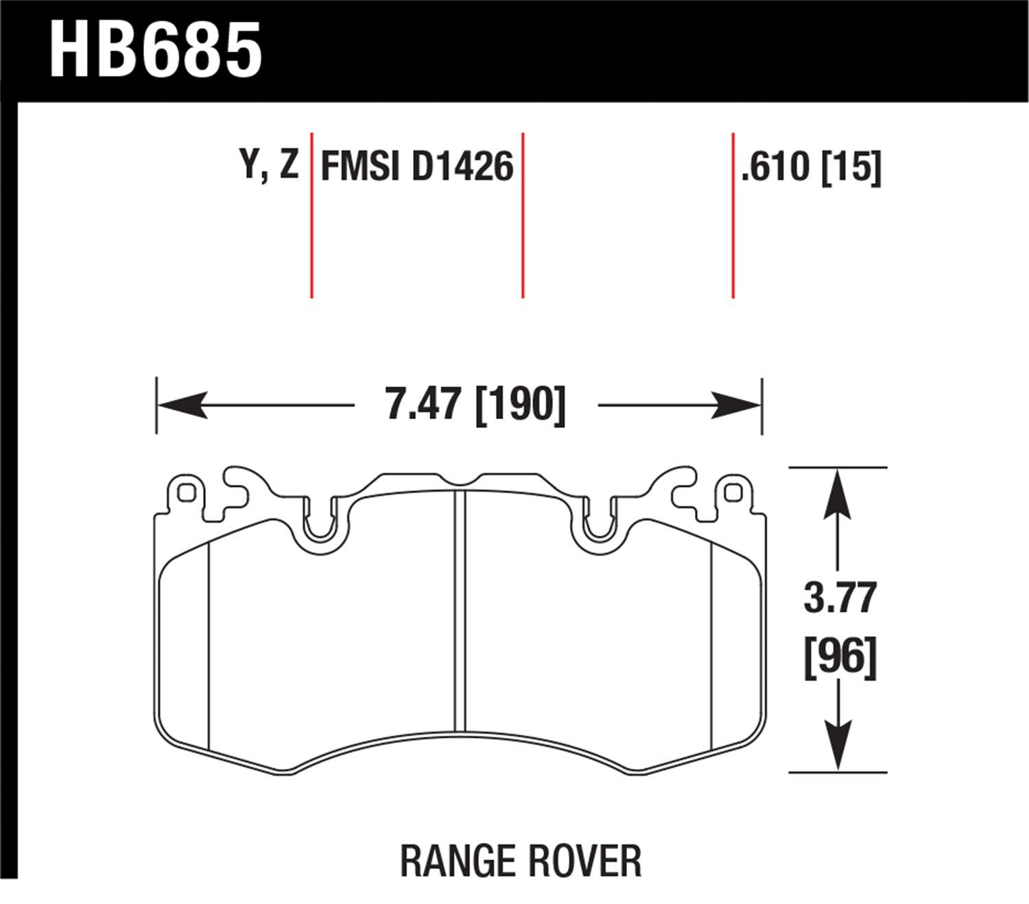 HAWK HB685Y.610 LTS Front brake pads RANGE ROVER Sport 2010+ (BREMBO) Photo-1 