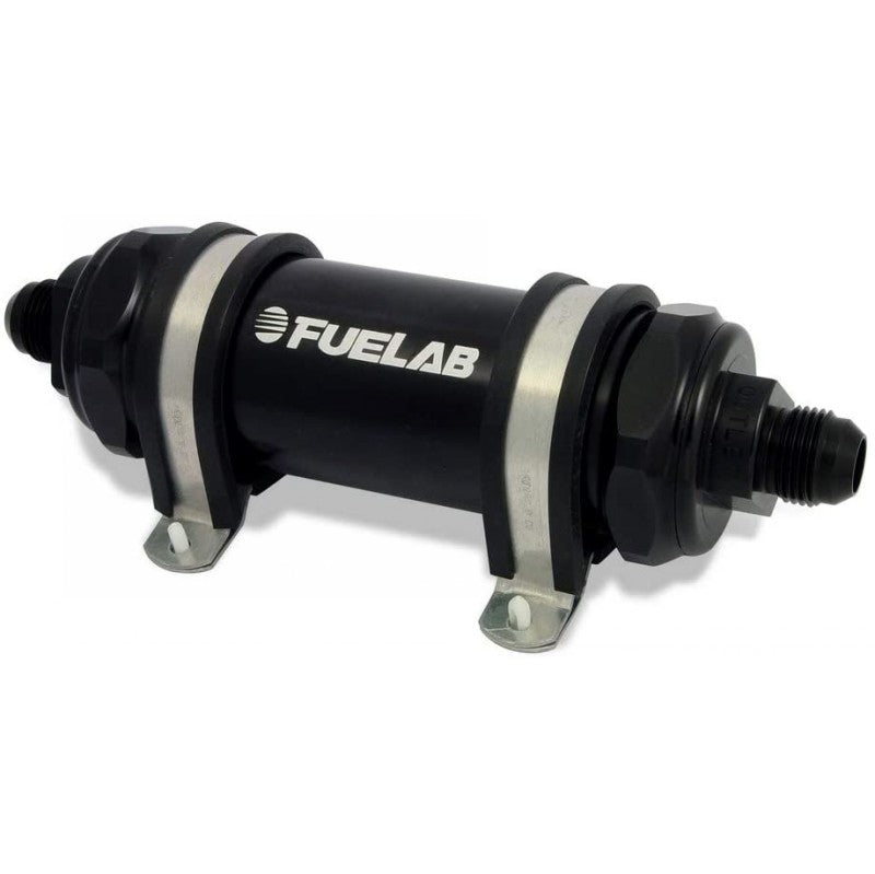 FUELAB 82823-1 In-Line Fuel Filter (10AN in/out, 5 inch 100 micron stainless steel element) Black Photo-1 
