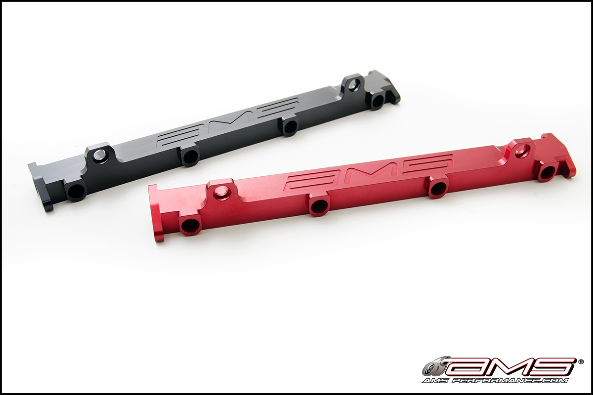 AMS AMS.04.07.0006-1 Aluminum Fuel Rail in Red with Pulsation Dampener MITSUBISHI LANCER EVO X Photo-2 