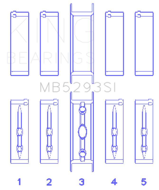 King GM 294/325/345/364CI 4.8/5.3/5.7/6.0L L20/LS1/LS2/LS4/LS6 (Size 010) Main Bearing Set