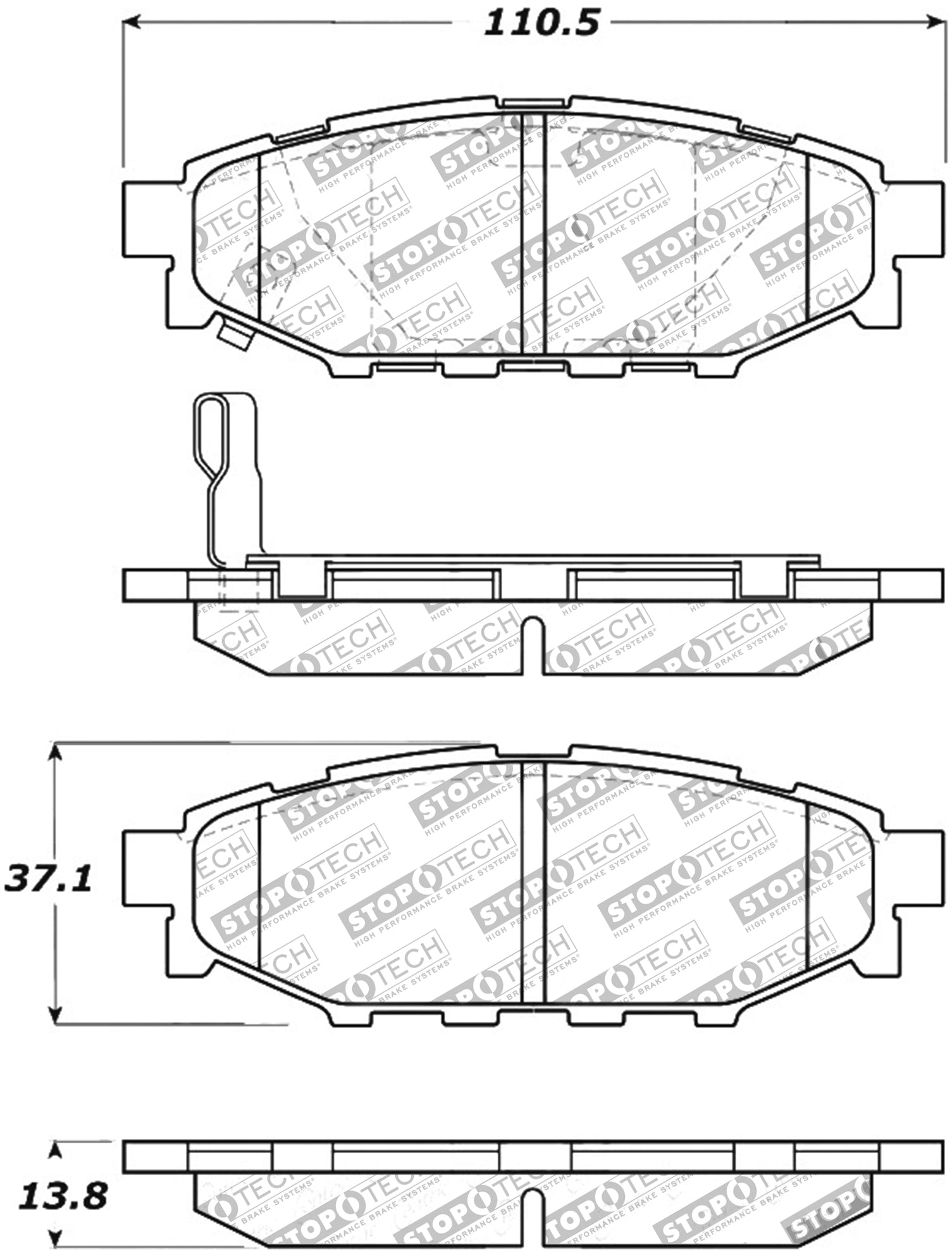 STOPTECH 309.11140 Rear Sport Brake Pads with Shims & Hardware SCION/SUBARU BRZ/Crosstrek/Forester/FR-S 2005-2019 Photo-1 