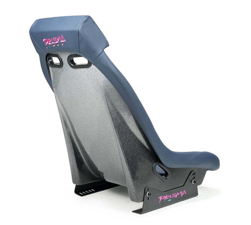 NRG GT Retro Bucket Seat - Black PVC Leather Black Stitching Black Fiberglass Back