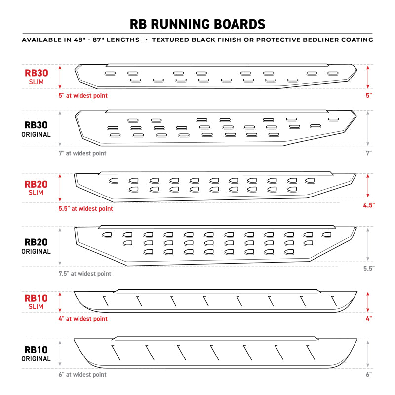 Go Rhino 20-25 Chevrolet Silverado 2500 RB30 Slim Running board + Brackets - Textured Black