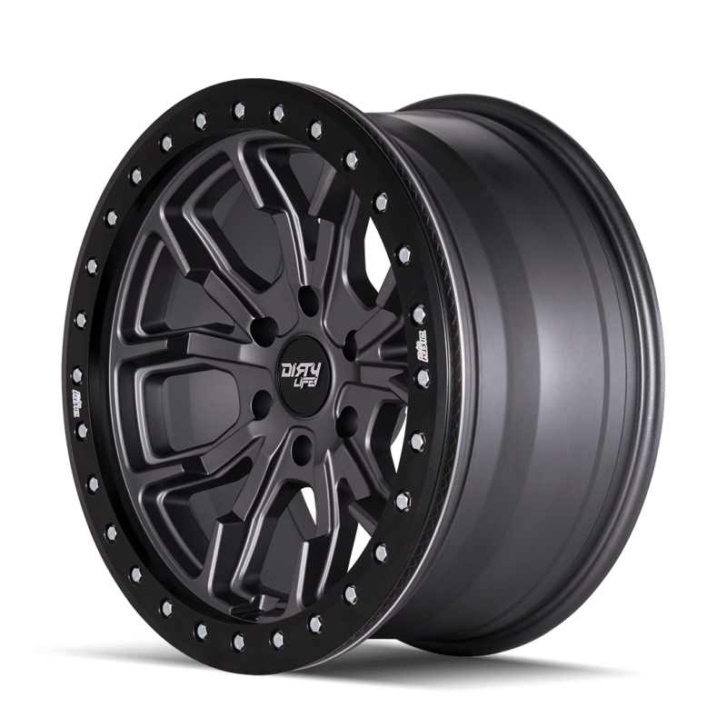 Dirty Life 9303 DT-1 17x9/6x139.7 BP/-12mm Offset/106mm Hub Matte Gunmetal Wheel - Beadlock