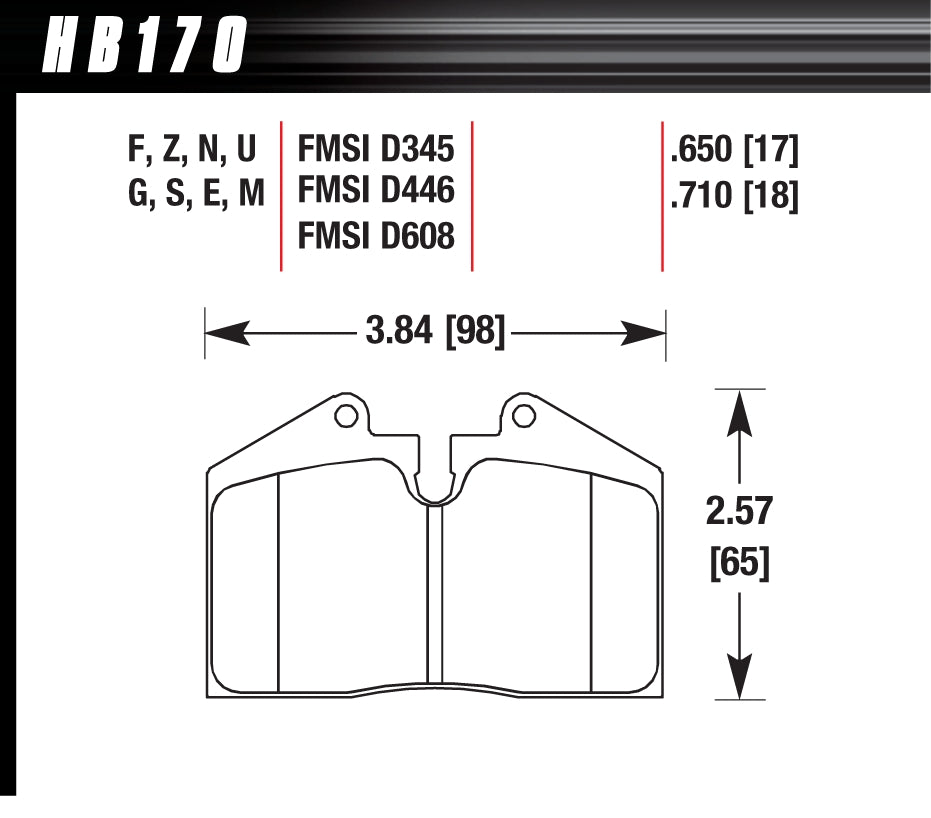 HAWK HB170Z.650 Brake Pads STOPTECH ST41 (4 pistons) LC200/LX570 HPS Photo-1 