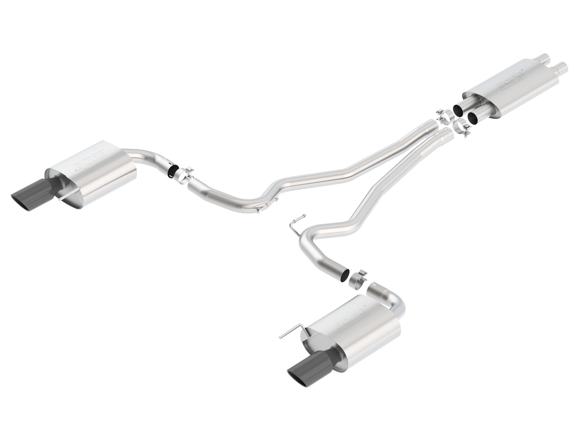 BORLA 140589BC Cat Back Exhaust System, Mustang GT V8-5.0L, Tip №49, 2015-16, sound Touring Photo-1 