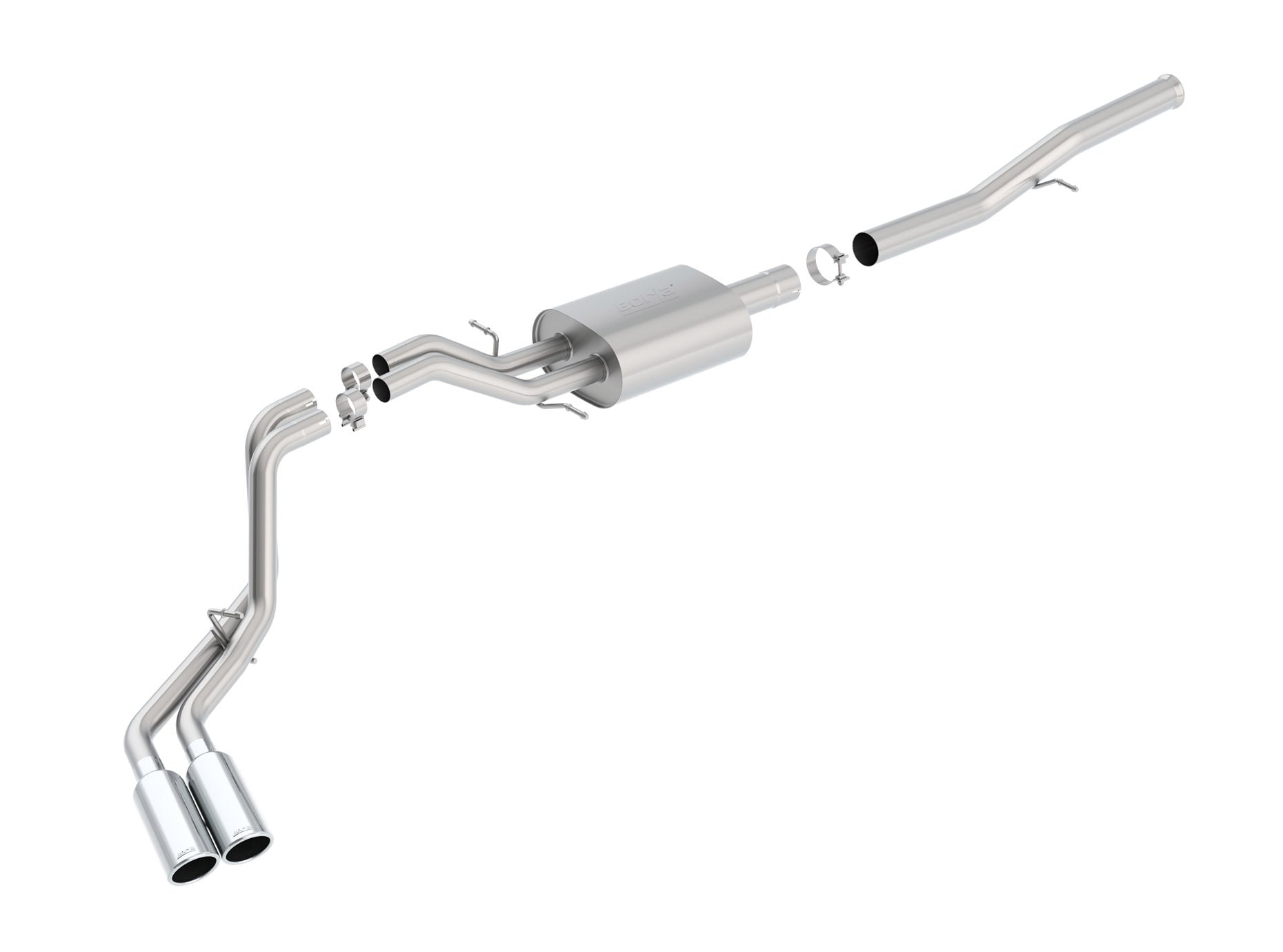 BORLA 140576 Cat Back Exhaust System, Silverado / Sierra V8-6.2L, Ext. Cab Standard Bed (78.7") Crew Cab Short Bed (69.3") 143.5" WB, Tip №18, 2014-16, sound S-Type Photo-1 