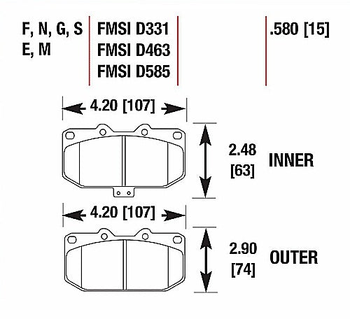 HAWK HB155N.580 Brake Pads HP PLUS Front MAZDA RX7 Turbo 86-95 Photo-1 