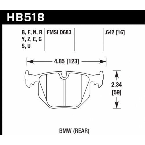 HAWK HB518B.642 Brake Pads HPS 5.0 Rear BMW M3 Compeition 2006+/Z4M Roadster Photo-2 