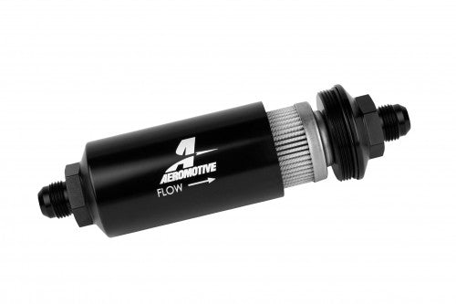 AEROMOTIVE 12378 40-Micron Stainless Steel Filter Element, black anodize finish, AN-08 Male Photo-1 