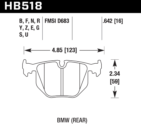 HAWK HB518U.642 Brake Pads DTC-70 Rear BMW M3 Compeition 2006+/Z4M Roadster Photo-2 