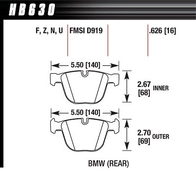 HAWK HB630F.626 Rear brake pads BMW X5M/X6M/550i GT xDrive Photo-2 
