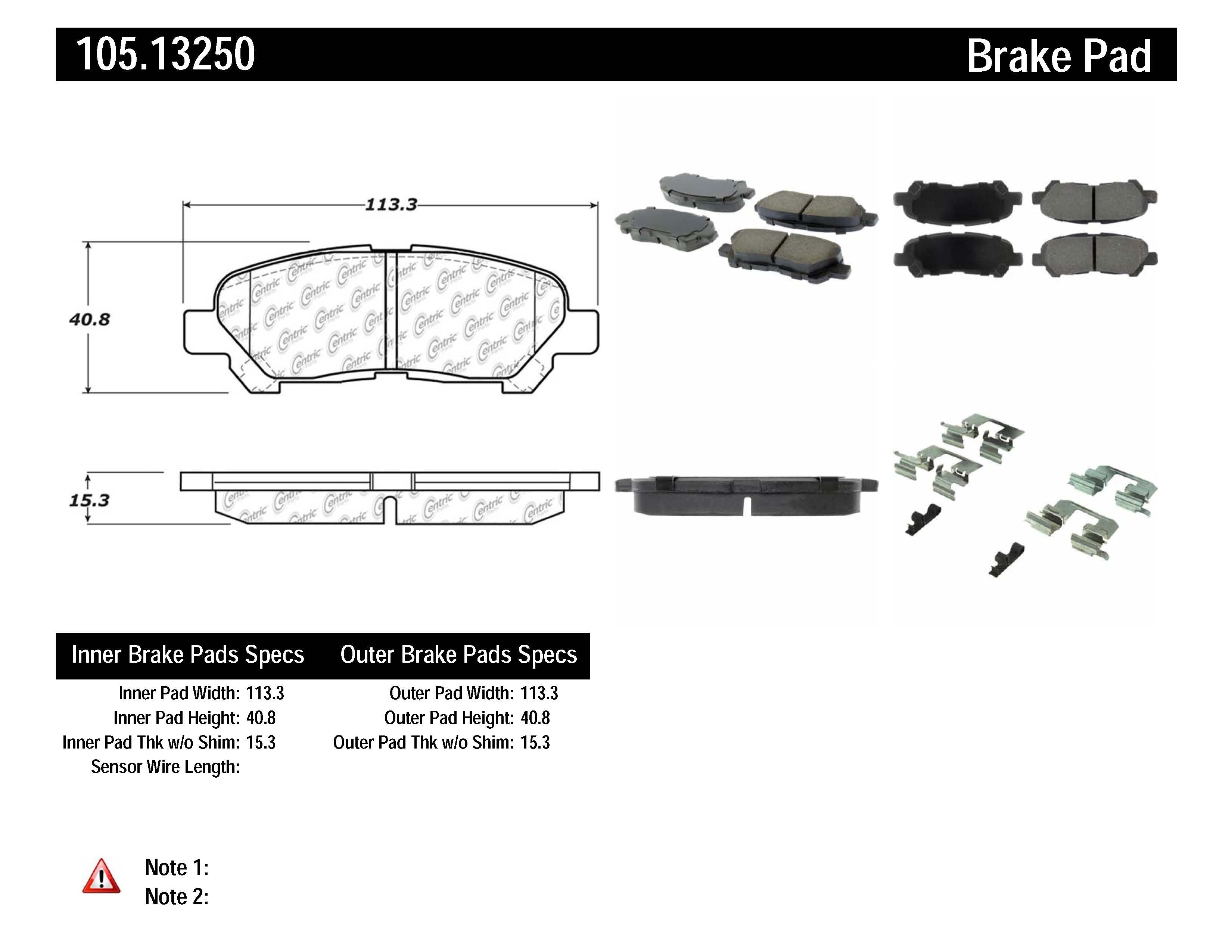 STOPTECH 105.13250 Brake pads (rear) TOYOTA Highlander 08-13 Photo-2 