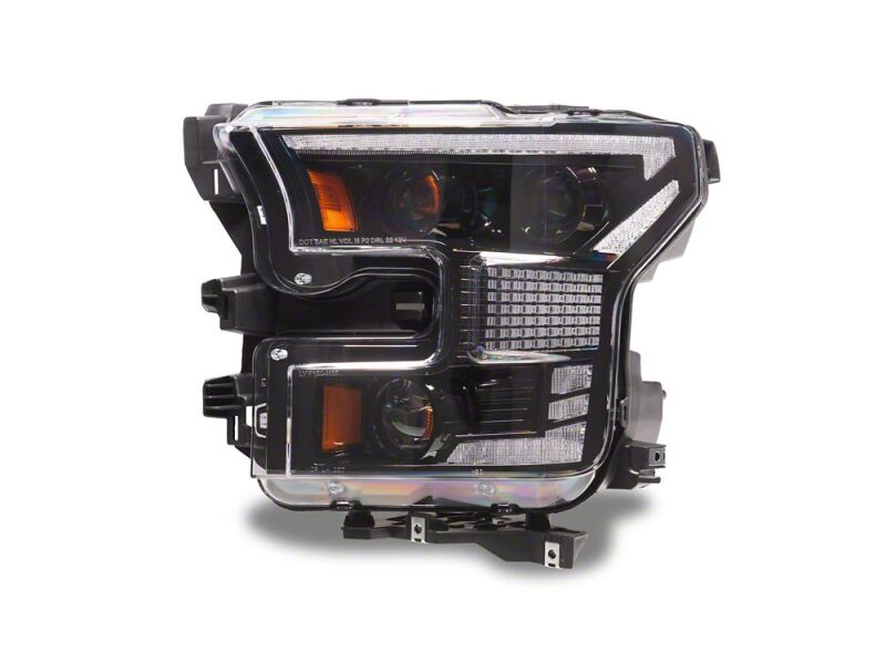Raxiom 15-17 Ford F-150 XR Series LED Projector Headlights with DRL- Black Housing- Clear Lens
