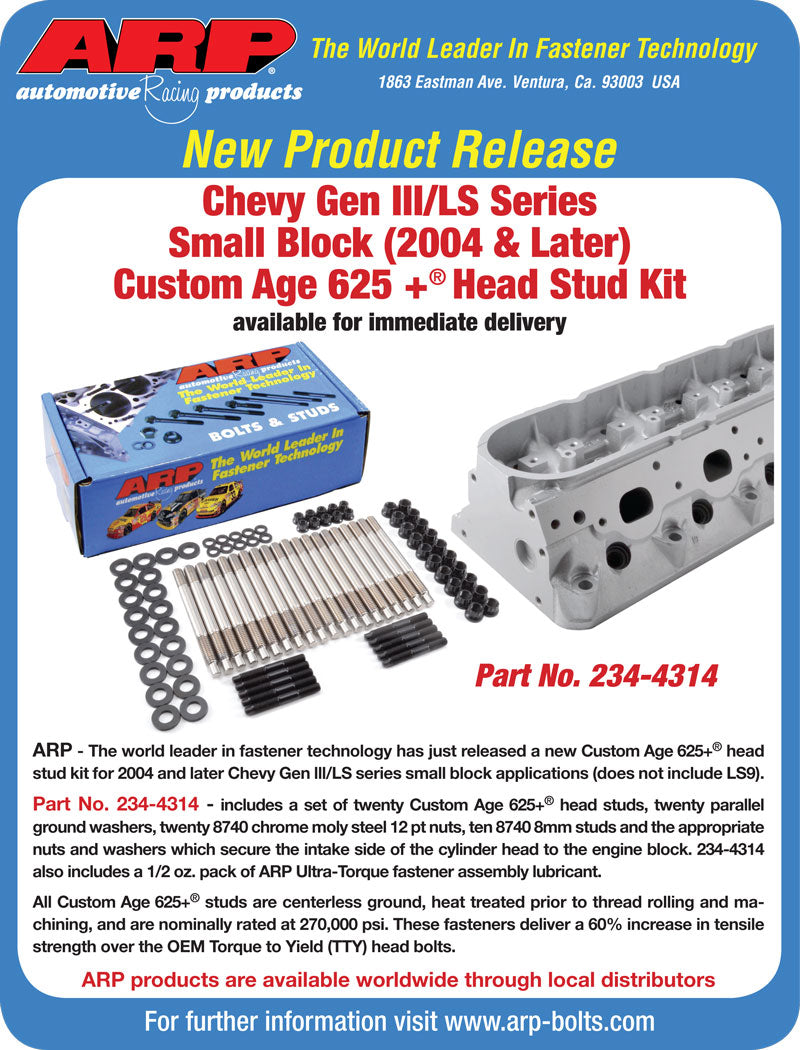 ARP 234-4314 Head Stud Kit for Chevrolet LS Gen III/IV (2004 & later) w/ all same length studs. Custom Age 625+. 12pt Photo-3 