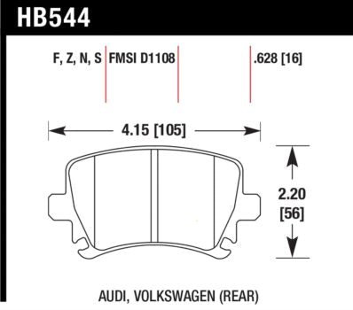 HAWK HB544B.628 Brake Pads HPS 5.0 Rear for VW Golf GTI 2.0 2006-07 / AUDI A3 8P / Quattro / TT 8J 2.0T (310mm) Photo-5 