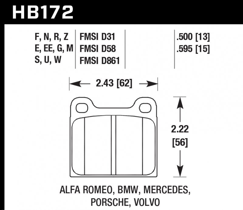 HAWK HB172N.595 Brake Pads HP+ Photo-1 