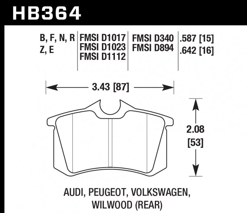 HAWK HB364B.642 Rear brake pads VW Golf GTI 1.8T/AUDI TT, S8 2002-205 Photo-1 