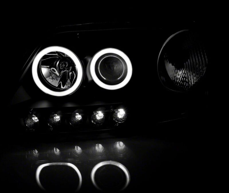 Raxiom 97-03 Ford F-150 Super White LED Halo Projector Headlights- Black Housing- Clear Lens