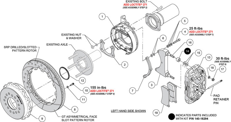 Wilwood kit rear XRS4R big ford new style 2.50 offset 13.00 rotor SRP