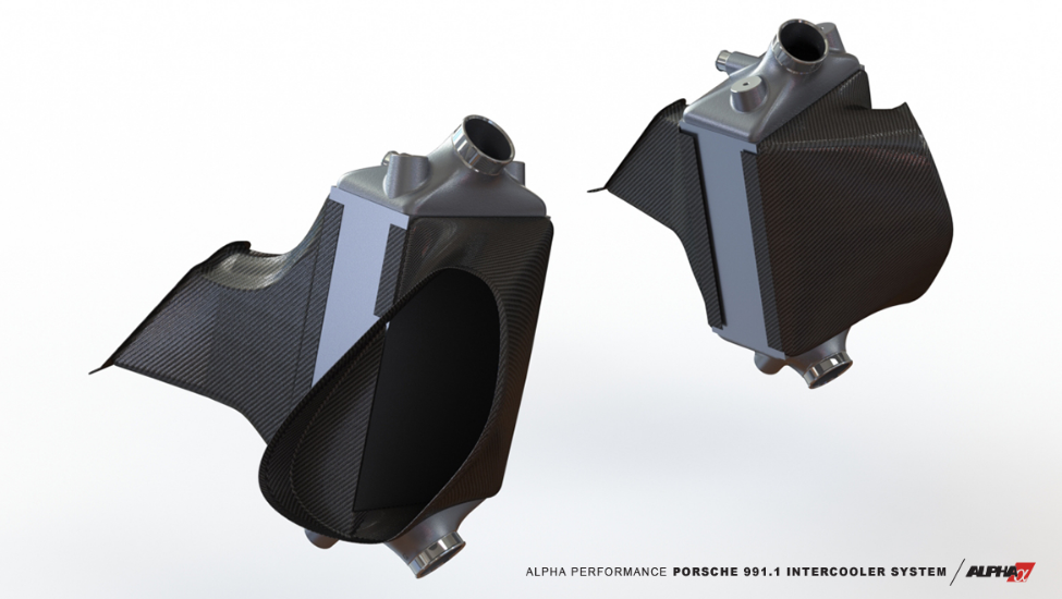 AMS ALP.23.09.0001-1 Intercooler Kit PORSCHE 991.1 (with Carbon Fiber Shrouds) Photo-4 