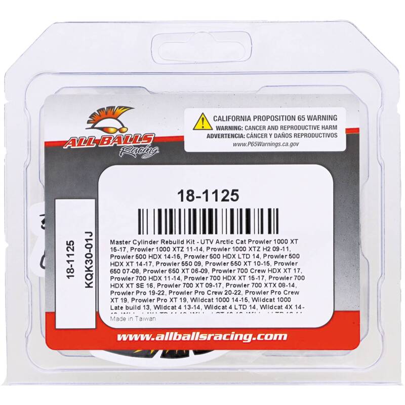 All Balls Racing 15-17 Arctic Cat Prowler 1000 XT/11-14 Prowler 1000 XTZ Master Cylinder Rebuild Kit