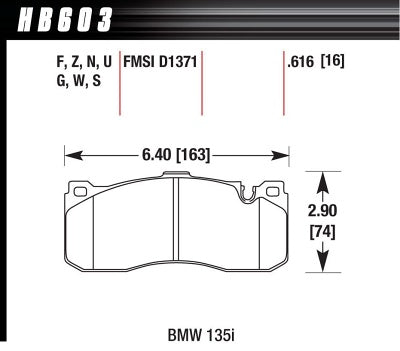 HAWK HB603F.616 Brake Pads HPS Street Front BMW 135i/MINI COOPER John Cooper Works GP Photo-2 