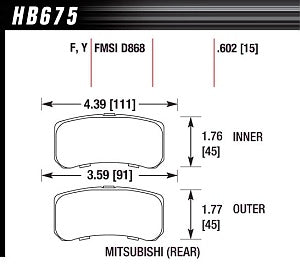 HAWK HB675F.602 Rear brake pads for MITSUBISHI Lancer Ralliart 2009+ / Lancer GTS Photo-2 