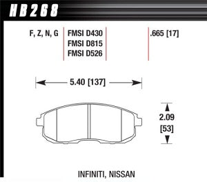 HAWK HB268F.665 Front brake pads INFINITI G35/NISSAN 350Z (non-Brembo)/JUKE Photo-2 