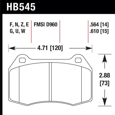 HAWK HB545F.564 Front brake pads NISSAN 350Z with Brembo calipers/INFINITI G37 Photo-2 