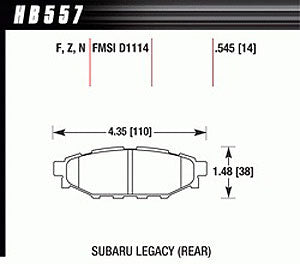 HAWK HB557F.545 Rear brake pads for SUBARU Forester 2008+ / Impreza WRX 2008+ / Legacy / BRZ Photo-7 