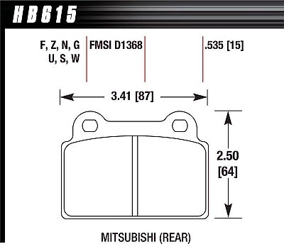 HAWK HB615F.535 Rear brake pads for MITSUBISHI EVO X Photo-6 