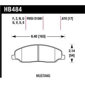 HAWK HB484F.670 Front brake pads FORD Mustang GT 2005-2010 Photo-2 