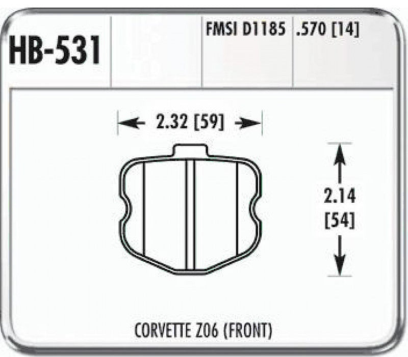 HAWK HB531F.570 Front brake pads CHEVROLET CORVETTE Z06 2005-2012 Photo-2 