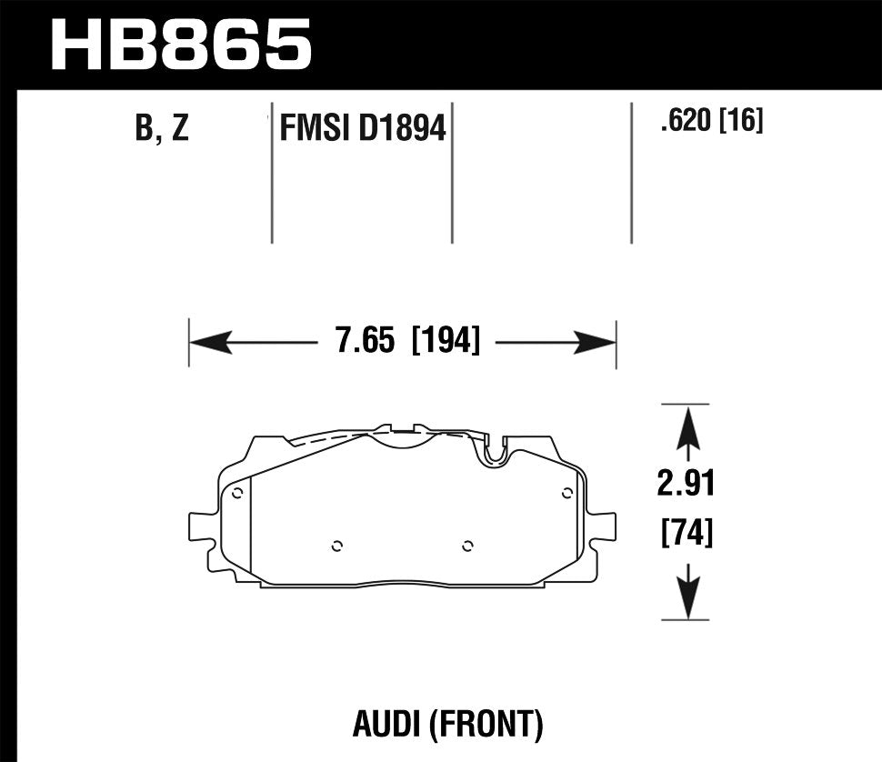 HAWK HB865B.620 Front brake pads Street HPS 5.0 AUDI RS4, RS5, A4 B9, A5 F53, Q5 FYB, Q7 4MB, (Akebono) Photo-1 
