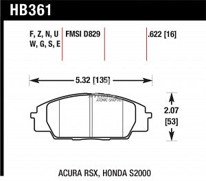 HAWK HB361F.622 Brake Pads Civic Si 06+ Photo-2 