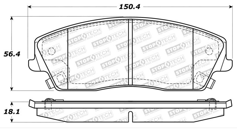 STOPTECH 308.10560 Front Street Brake Pads with Shims & Hardware CHRYSLER/DODGE 300/Challenger/Charger/Magnum 2005-2019 Photo-1 