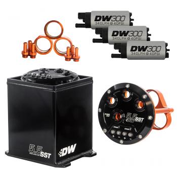 DEATSCHWERKS 6-301-55ST 5.5L Staged Surge Tank, UNIVERSAL. Includes 3 DW300 Fuel Pumps. Photo-1 