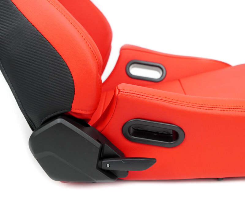NRG Omega Reclinable Racing Seat (Pair) Red with Black Carbon Vinyl Back