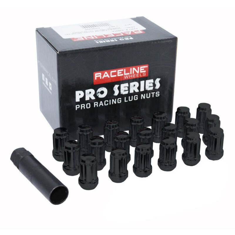 Raceline 12x1.50mm Spline Black Lug Nuts (Set of 24)
