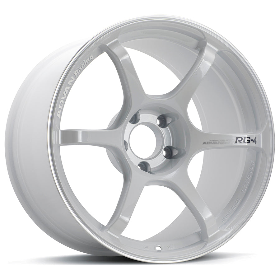 ADVAN YA48I25EWMR Wheel V5050 RG-4 18X9.0 ET25 5-114.3 RACING WHITE METALLIC & RING Photo-1 