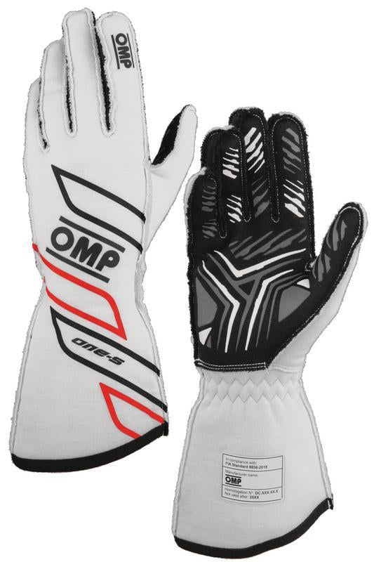 OMP ONE-S GLOVES my2025 FIA 8856-2018 WHITE SZ L