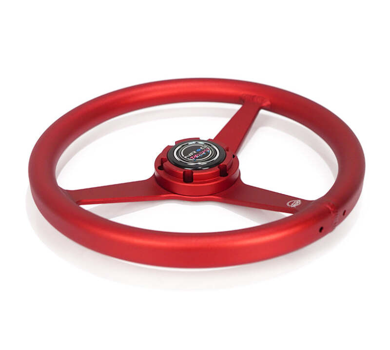 NRG Aluminum Steering Wheel 330mm - Heritage Solid Spoke - Ergonomic Grip - Anadized Red