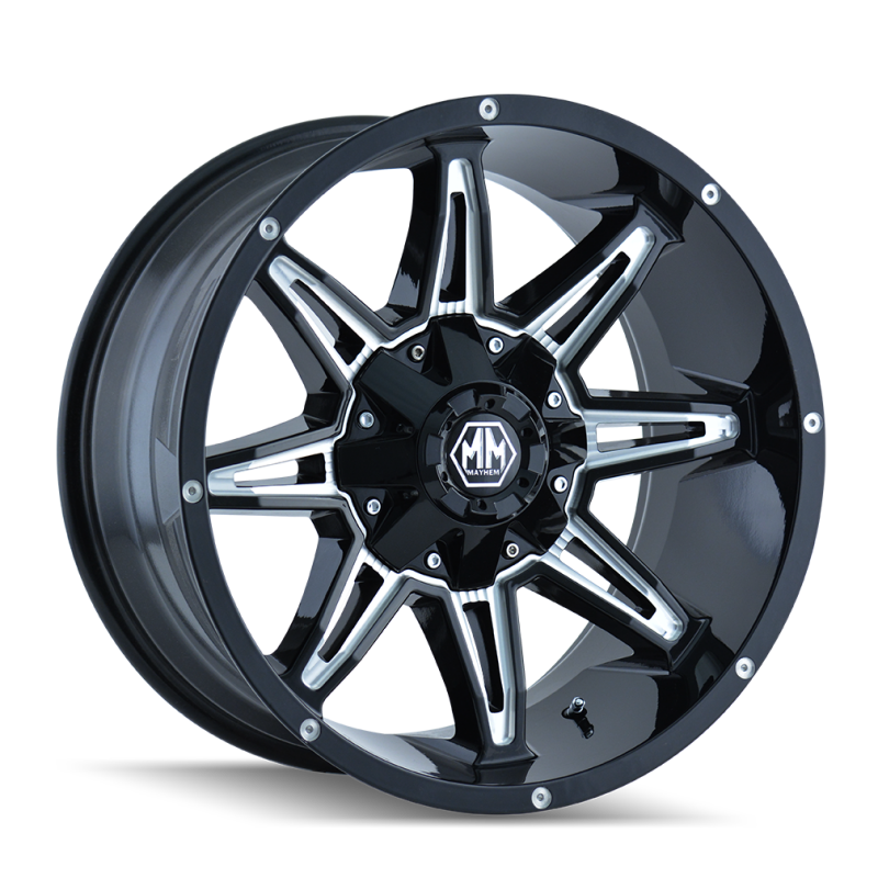 Mayhem 8090 Rampage 20x9 / 8x170 BP / 18mm Offset / 130.8mm Hub Gloss Black Milled Wheel