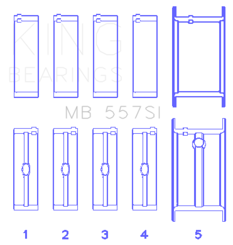 King Engine Bearings Small Block Chevy (Size STDX) Silicon Aluminum Bi-Metal Main Bearing Set