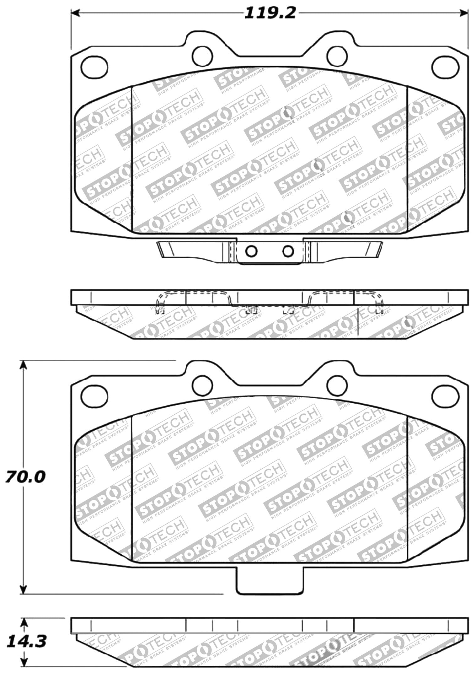 STOPTECH 309.11820 Front Sport Brake Pads with Shims & Hardware SUBARU Impreza 2006-2007 Photo-1 