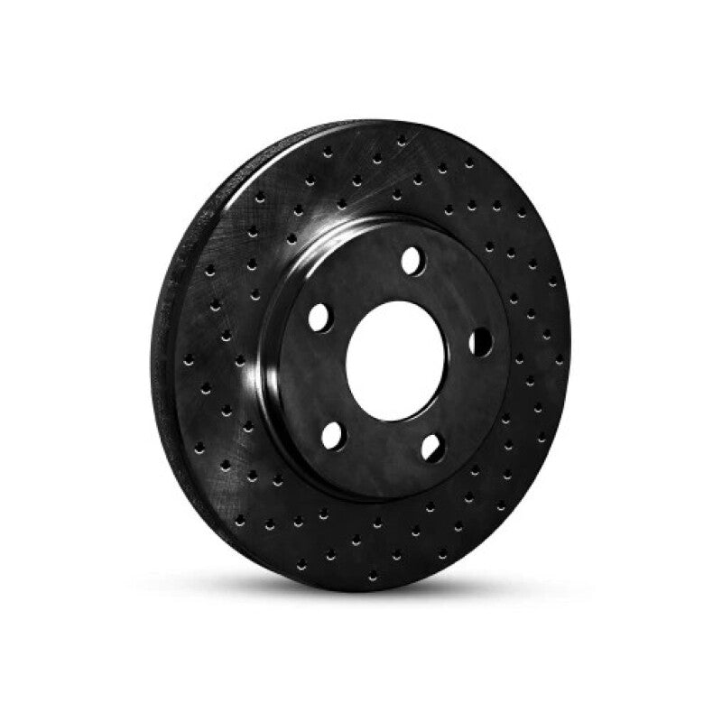 R1 17-20 Genesis G90 Rear Left Drilled Black Brake Rotor