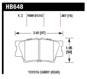 HAWK HB648F.607 Brake Pads HPS Rear TOYOTA CAMRY 2007-2011 2.4/3.0 Photo-2 