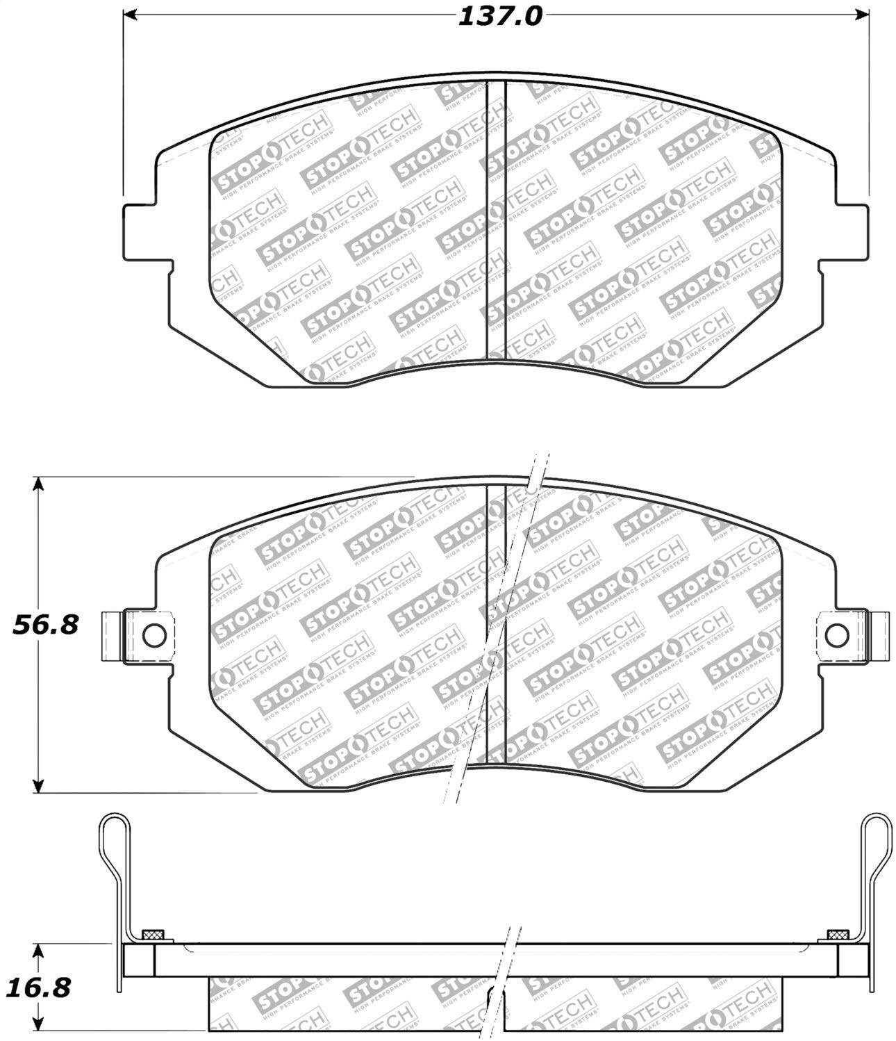 STOPTECH 305.09290 Front Street Select Brake Pads with Hardware SAAB/SUBARU 9-2X/Baja/Forester/Impreza 2001-2015 Photo-1 